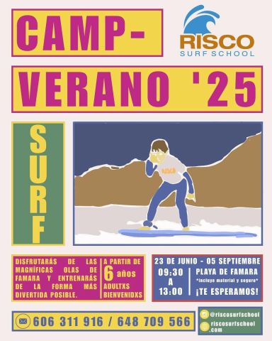 CAMPAMENTO DE VERANO DE RISCO SURF SCHOLL APÚNTATE YA LLAMANDO AL 606 311 916
